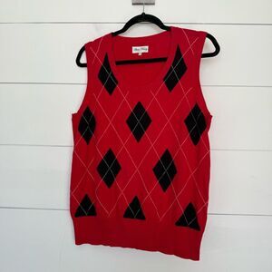 Sport Haley Women’s Large Red Argyle Sweater Vest